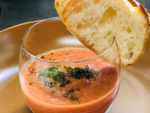 トマト缶で！ガスパチョ！(スペインの冷製スープ)
